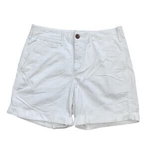 Gap Women's White Mid-Rise Chino Khaki Shorts Size 4 (5 inch inseam)